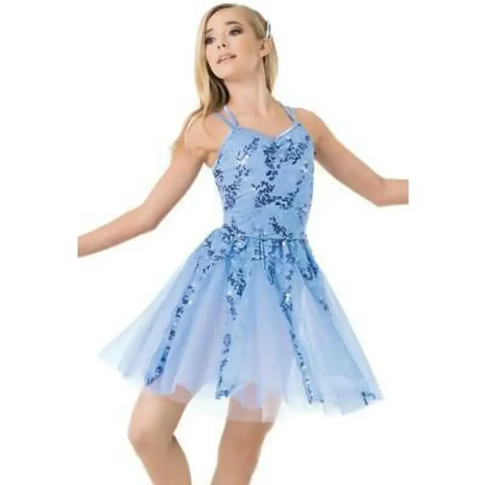 Pre-Owned Dance Costume Weissman 10115 Int Child Periwinkle Dress Contemporary